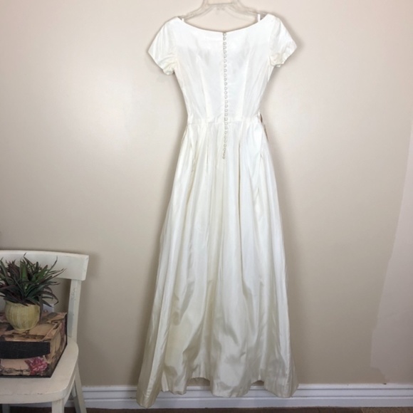 VTG wedding gown designer Bramson long train silk - Picture 2 of 9